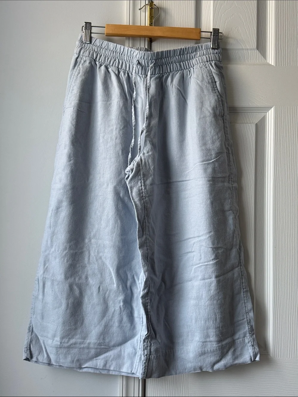 Banana Republic Pale Blue Wide-Leg Linen-Blend Pants